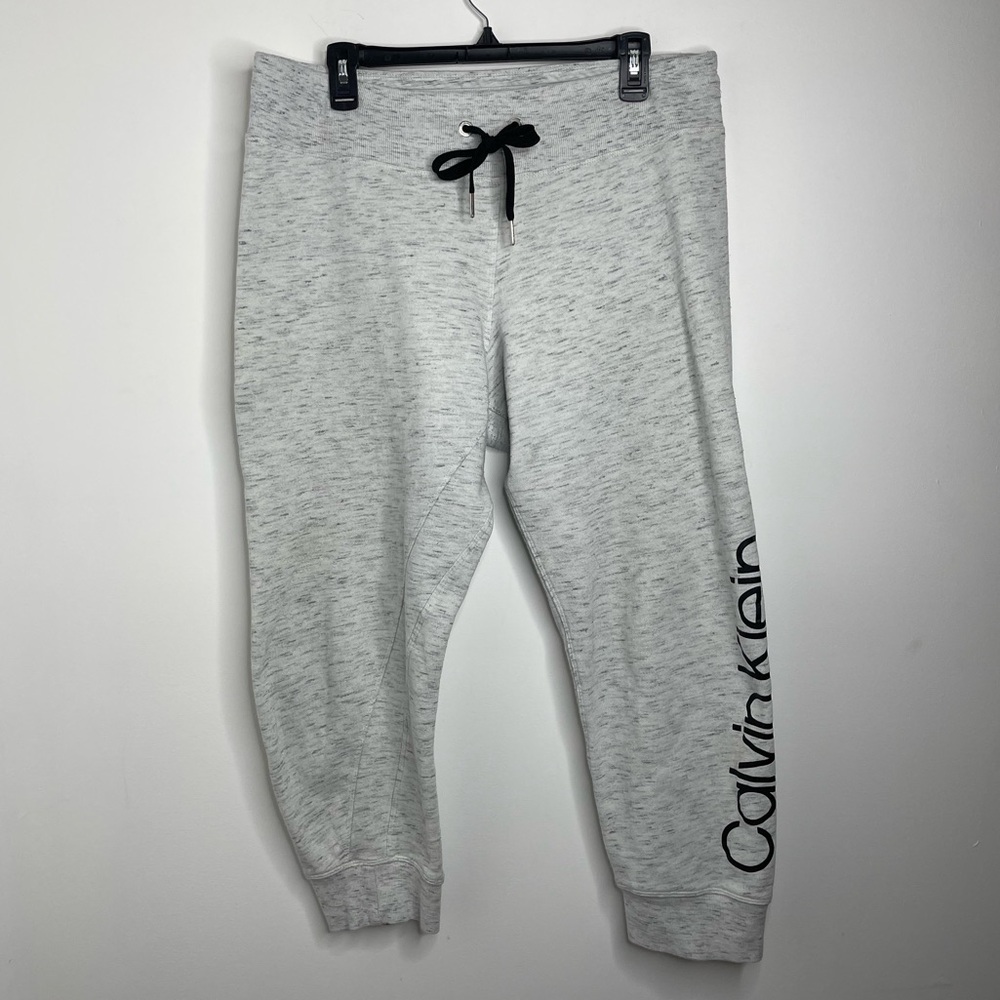 Calvin Klein Light Gray Joggers with Black Script size Large